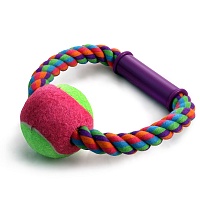 Игрушка для собак, разноцветная, "Верёвка-кольцо с ручкой, мяч", 16,5 см, Triol