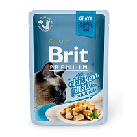 Пауч для кошек Кусочки из куриного филе в соусе,  Brit Premium Gravy Chiсken fillets