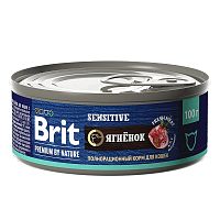 Консервы для кошек с чувств. пищеварением Brit Premium By Nature с мясом ягненка