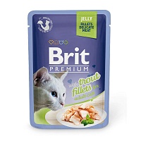 Пауч для кошек Кусочки из филе форели в желе, Brit Premium Jelly Trout fillets