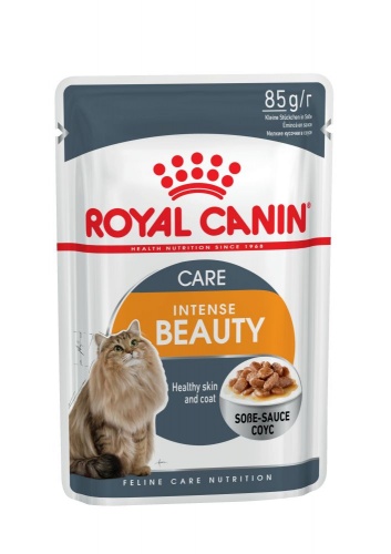 Паучи кусочки в соусе для кошек старше 1 года, идеальная кожа и шерсть, Royal Canin Intense Beauty