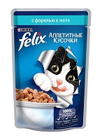 Felix кусочки в желе для кошек с форелью