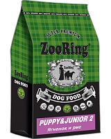 Корм для щенков и юниоров средних и крупных пород, Ягнёнок и Рис без пшеницы, ZooRing Puppy & Junior 2