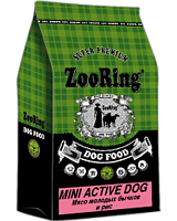 Корм для взрослых собак мини пород, Мясо молодых бычков и Рис, без пшеницы, ZooRing Mini Active Dog