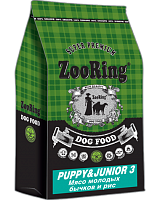 Корм для щенков и юниоров средних и крупных пород, Мясо молодых бычков и Рис, ZooRing Puppy & Junior 3