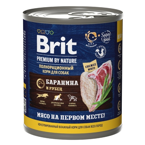 Консервы для собак Баранина и рубец Brit Premium By Nature 