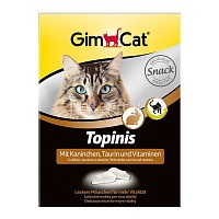 Витаминизированные лакомства для кошек Мышки с кроликом и таурином с ТГОС (190 таб.), GimCat Topinis