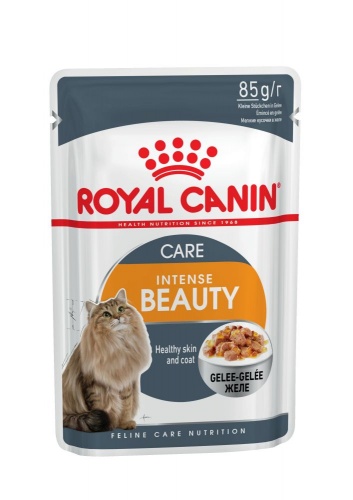 Паучи кусочки в желе для кошек старше 1 года, идеальная кожа и шерсть, Royal Canin Intense Beauty