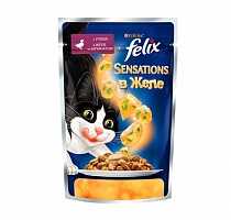 Felix sensations кусочки в желе для кошек с уткой и шпинатом