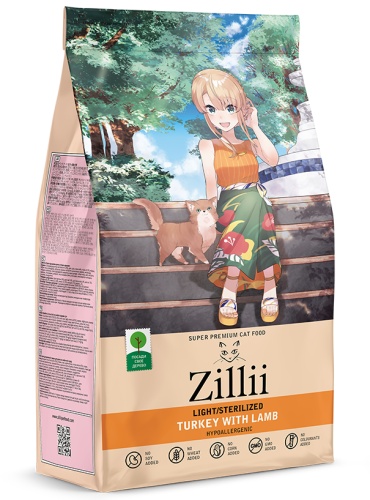 Zillii Light/Sterilized сухой корм для стерилизованных кошек Индейка/Ягненок