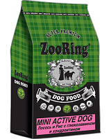 Корм для взрослых собак мини пород, Лосось и Рис с глюкозамином и хондроитином, ZooRing Mini Active Dog