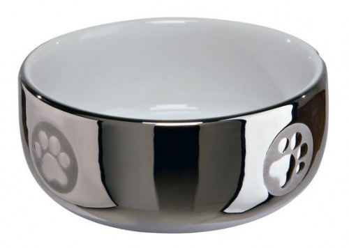 Миска керамическая для кошек (серебряный/белый), Trixie