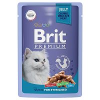 Паучи для стерилизованных кошек Перепелка в желе Brit Premium Quail
