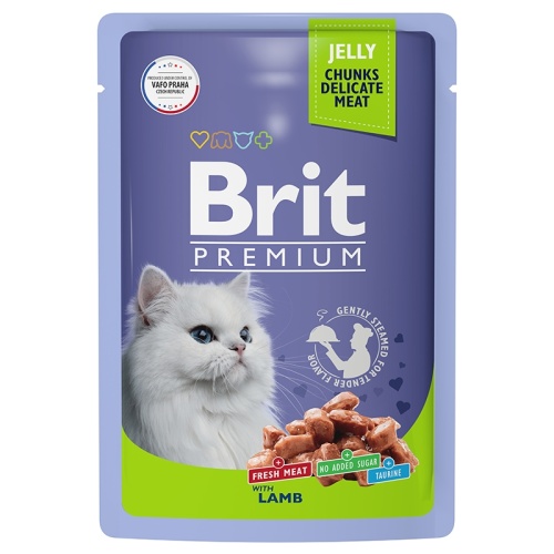 Пауч для кошек Ягненок в желе,  Brit Premium Jelly Lamb