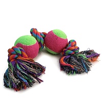 Игрушка для собак, разноцветная, "Верёвка 3 узла и 2 мяча", 35 см, Triol
